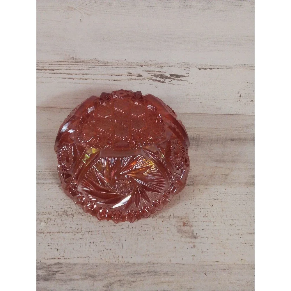 Vintage Pink Imperial Sawtooth Glass Carnival Glass Bowl